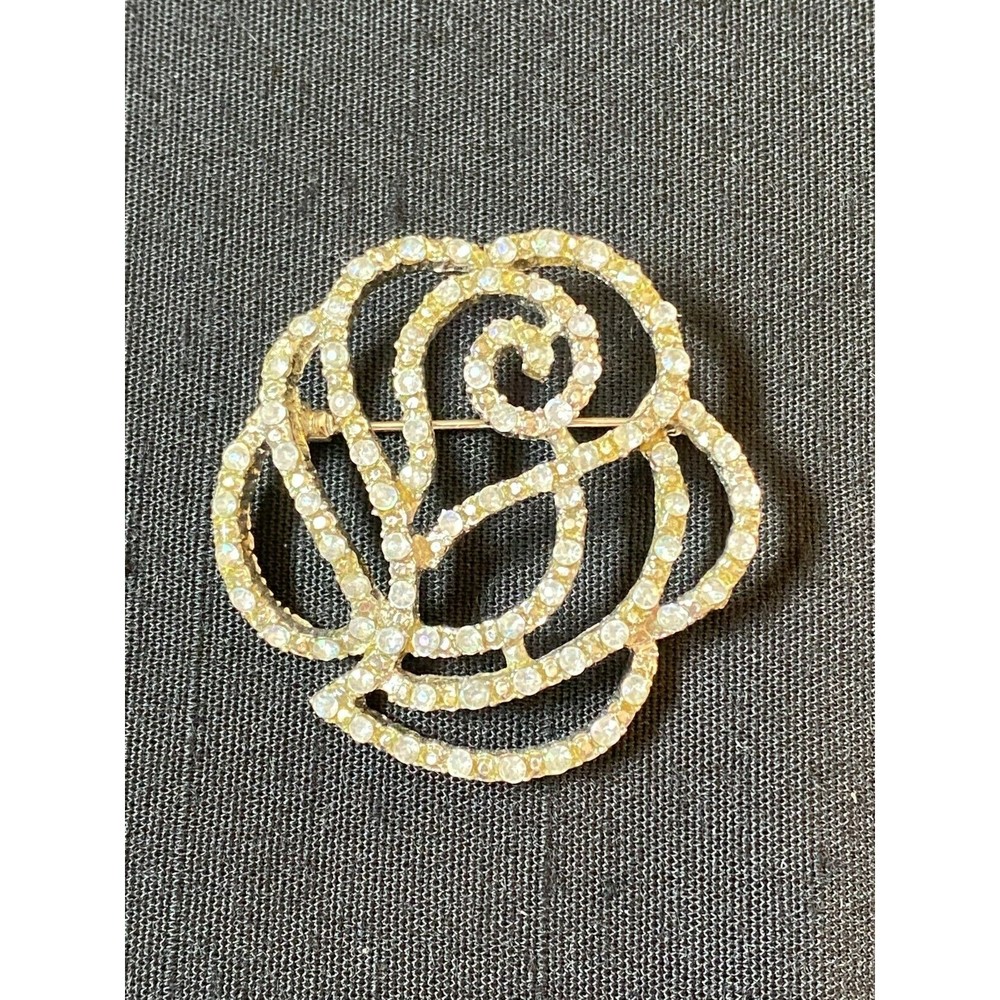 Rhinestone Rose Pin VINTAGE